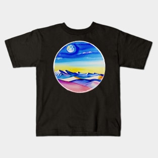 watercolor mountains vintage aesthetic Kids T-Shirt